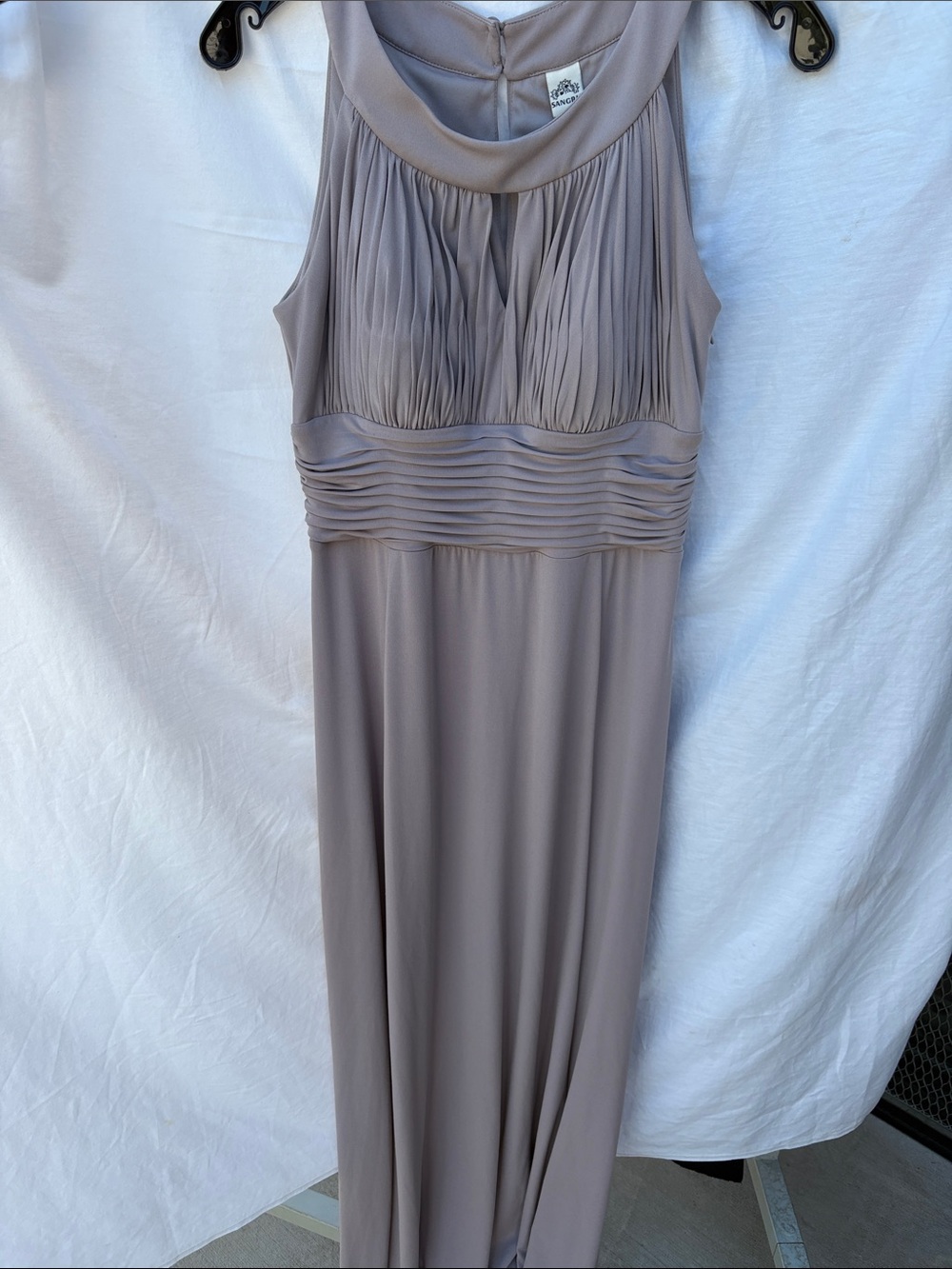 Signature by Sangria Taupe Pleated Maxi Dress
